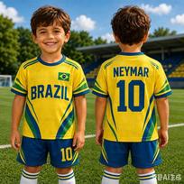2026 berniukų MERGAIČIŲ Neymar Nr.10 futbolo marškinėlių ir šortų rinkinys moterims vyrams BRAZILIJOS gerbėjams vaikams T-shirt šortų rinkinys Sportinis kostiumas 2 dalių rinkinys 150