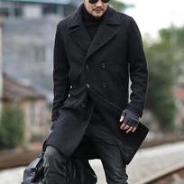 Autumn and Winter Woolen Men's Coat Thickened Medium and Long Nizi Trench Coat L