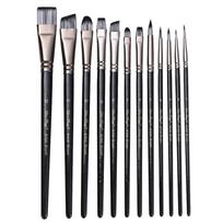 12PCS Professional Paintbrush Artist Paint Brush Nylon Bristle for Watercolor Gouaches Acrylic Oil Face & Body Painting gray