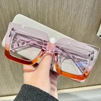 Large Square Frame Anti-Blue Light Plain Glasses Retro Luxury Brand Designer Black Eyeglasses Computer Transparent Eyewear gray