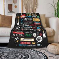 Draugų Antklodė Quilt TV Laida Flanelinės Antklodės Mesti Antklodės Sofai Lovai Raidžių Spaudos Pliušinė Antklodė Vaikams Suaugusiems 75x90cm black