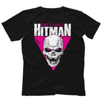 WWE Bret Hart Juodas , The Hit Man Kaukolė Unisex Marškinėliai L white