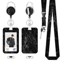 Retractable Lanyard Neck Strap with Badge Holder for ID, Meal, Bus, and Work Cards black