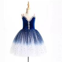 Ballet Performance Tutu Dress Girls Dance Wear Outfit Children Stage Clothing Fashion Ballet Dresses Princess Vestido Kids 160cm karališkos mėlynos spalvos