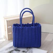 Rankų darbo daugiafunkcinis pintas krepšys: Idealiai tinka apsipirkinėjimui, voniai, augintiniams, vaisių ir daržovių rinkimui bei iškyloms Large - 32cm x 15cm x 24cm mėlyna
