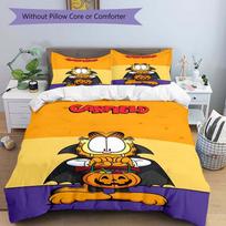 3pcs Garfield Halloween Costume Print Cover Set Ultra Soft, Breathable, and Comfortable Bedding with Stylish Design for Bedroom and Guest Room De 140x200cm orange