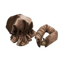 Heatless Hair Curler Satin Sleeping Cap Set No Heat Hair Rollers Curling Rod Headband Soft Curlers Lazy Curls Bonnet Night Hat black