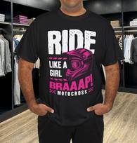 Helmet motocross girl T-shirt Tops Tees Unisex L white
