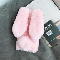 Minkštas kailinis telefono dėklas, skirtas Samsung Galaxy A55 A35 A25 A15 A54 A34 A24 A14 A73 A53 A33 A23 A13, pliušinis zuikutis, šiltas pliušinis dangtelis Galaxy A55 rožinė