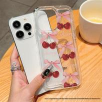 Pink Bow Cherry iPhone Case for iPhone 17/16/15 Pro Max & 11/12/13/14 12 Mini brown