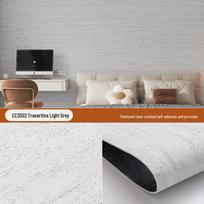 Itin plonas 3D minkštas romėniško travertino lankstus sienų skydelis - lipdukas remontui 60cm x 6m Roll gray