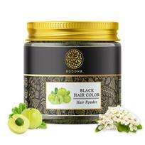 Buddha Natural Black Hair Color Powder (50 Gram) - Get Instant Natural Black Hair Color & Greys Coverage | Plant-Based Color Powder | Long-Lastin black