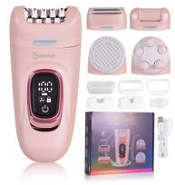 Hatteker 5-in-1 Women's Hair Remover, Underarm and Leg Hair Remover Electric Private Area Hair Trimmer and Shaver Set white