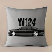 W124 Classic Car Pillow Cover, Vintage Black And White Auto Design Cushion Case For Living Room Bedroom Home Decor Gift Peach skin 30*30(CM)-1Pcs gray