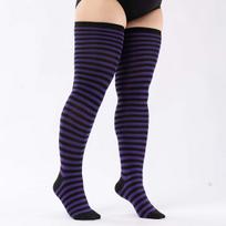 New Mans Striped Thigh High Long Socks For Men Plus Size Breathable Over The Knee Stockings Casual Style Sock Xxl Summer One Size black