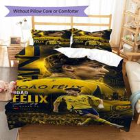 Joao Felix Football Player Yellow Jersey Print 3‑Pieces Duvet Cover Set Sports Bedding Without Pillow Core or Comforter 240x220cm white