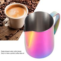 Coffee Cup 304 Stainless Steel Milk Frothing Pitcher Mug with Handle for Latte ArtColorful Purple 350ml black