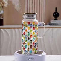 Glass Pitcher Set High Temperature Resistant Water Carafe with Glasses Large Capacity Jug and gray