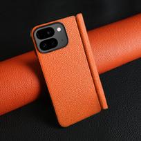 For Google Pixel 9 Pro Fold Case Genuine Leather Cover Pixel 10 Pro Fold Capa Protective Etui Back Coque Carcasa Without Front Genuine Leather&Google Pixel 10 Pro Fold multi