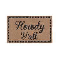 Howdy Y'all Doormat Rubber Bathroom Kitchen Mat Garden Garage Door Floor Mat Non-Slip Carpet Entrance Rug 30x18 Inch black