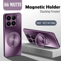 AG Matte Magnetic Case for Magsafe Xiaomi 17 Pro Max 15 14 13T 13 Pro Bracket 360° Rotating Ring Stand Holder Back Cover Xiaomi 15 Pro gray