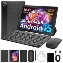 Android 15 Planšetė, 10.1 Colio IPS, 20GB+64GB, WiFi 6, Bluetooth 5.4, Dvi Kameros tablet+keyboard juoda