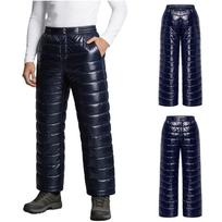 Men Ski Snowboard Pants Padded Thermal Trousers Lightweight Packable Elastic Waistband Zipper Fly with Pockets for Outdoor Winter Sports L tamsiai mėlyna