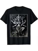 Men's T-shirt Kali Indian Hindu Goddess Durga Vintage Cotton Tee Women Streetwear Harajuku Casual Loose Gothic Top Horror Punk 120 black