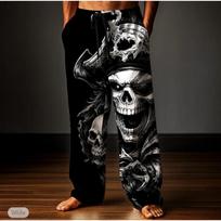 Men's 3D Skull Head Printed Baggy Casual Trousers,  Elastic Drawstring Waist with Pockets, for Spring Summer Home Outdoor Vacation 7XL medžio anglis