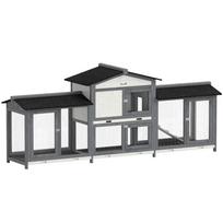 Large Rabbit Hutch 2 Tier Wooden Ramp 230 X 53 X 93.5cm Light Grey