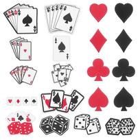 23Pcs Playing Card Theme Cloth Embroidery Applqiues, Iron on Sew on Patches, Costume Ornament Accessories, Mixed Shapes, 27~105x19~114x1~2mm, 23pcs black