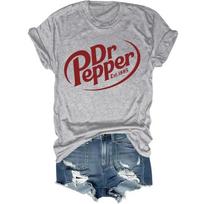 1885 marškinėliai Mėgstantiems pipirų sodą Dr Pepper marškinėliai Moteriški Harajuku rankovės Laisvalaikio moteriški marškinėliai Drabužiai Gatvės estetikos drabužiai S gray