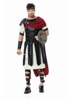 Halloween Spartan Warrior Costume: Ancient Roman Attire for Adults with Cloak, Shield, and Knife Extra Large black