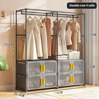 Batų stovas su drabužių kabykla, daugiasluoksnis batų laikymo lentyna, laisvai pastatoma kabykla paltams ir drabužiams prieškambariui, namams Gray 2 layer 2 Row beige