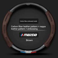 Anglies pluošto odos automobilio vairo apdangalas, skirtas Mazda 3 5 6 SKYACTIV Axela Atenza CX30 CX5 CX8 CX9 MX5 RX8 RX7 BT50 Priedai ruda
