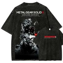Metal Gear Solid Snake Big Boss Vintage Acid Wash Oversized Graphic T-Shirt, Pre 150 black