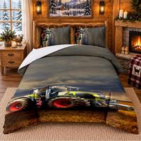 Case IH Pattern Bedding 3Pcs Set Bed Sheet And Pillowcases For Indoor Bedroom 135cmx200cm gray