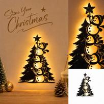 Wooden Christmas Wall Decor with Ambient Light for Holiday Home Decoration One Size brown