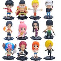 6 vnt. A B Anime One Piece Q Edition Luffy Ace Choba Rankinis papuošalas Anime Periferinis lėlės modelis Stalo papuošalas Dekoracija beige