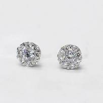 Simple Female Earrings  Sterling Silver Round Flower Green Cubic Zircon Small Earrings for Women Female Accessories gray