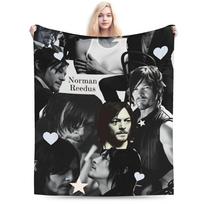Minkštas šiltas pledas berniukui mergaitei iškylai Daryl Dixon The Walking Dead Patalynės užtiesalai Flanelinis lovatiesė sofai lovai Sofos-lovos užvalkalas 30x40in gray