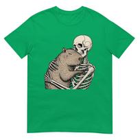 Skeleton Hugging Capybara Halloween Capy Lover Spooky Season TShirt 4XL gray