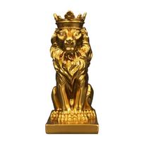 Majestic Lion Crowned Resin Figurine Satue 14.5cm Table Decoration for Living Room Bedroom and Study auksas