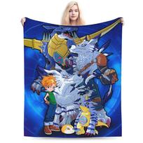 Digimon Adventure Blanket Soft Fashion Plush Throw Blanket For Girls Boys Couch Bed Flannel Bedspread Bed Cover Size: 75*100cm, Weight: 230 GSM gray