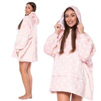 Blanket sweatshirt blanket-sweatshirt 2in1 oversized xxl with hood thick sherpa pink white
