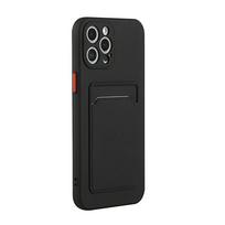 Kortelių dėklas, minkštas silikoninis telefono dėklas iPhone 15 14 11 13 12 Pro Max XS XR X SE 2 3 8 7 Plus, smūgiams atsparus saldainių piniginės dangtelis For iPhone 11 Pro juoda