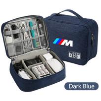 Car Travel Cable Storage Bag USB Data Cable Charger Plug Storage Cable Bag Fit For BMW M M3 M5 X1 X2 X3 X5 X4 X7 G12 F40 F20 F10 gray