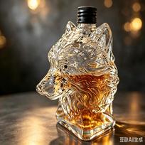 Wolf Head Glass Decanter, High Borosilicate Glass Liquor Bottle for Whiskey Vodka gray