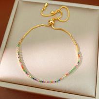 Elegant Zirconia Square Bracelet: Light Luxury Dopamine Wristband Jewelry for Women beige