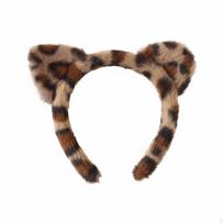 Tigro Ausų Lankelis, Mielas Pliušinis Plaukų Aksesuaras, Šventė, Mergaitėms 2vnt Leopardas 1pc_Leopard brown
